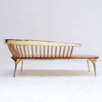 <a href=https://www.galeriegosserez.com/gosserez/artistes/loellmann-valentin.html>Valentin Loellmann </a> - Brass - Lounge Chair with Spindled Back